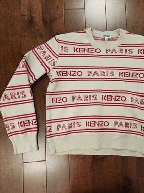 Kenzo jacquard sweater in logo print women's size XS